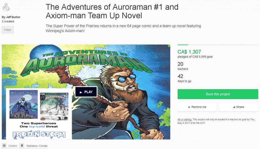 Axiom-man/Auroraman Kickstarter Page