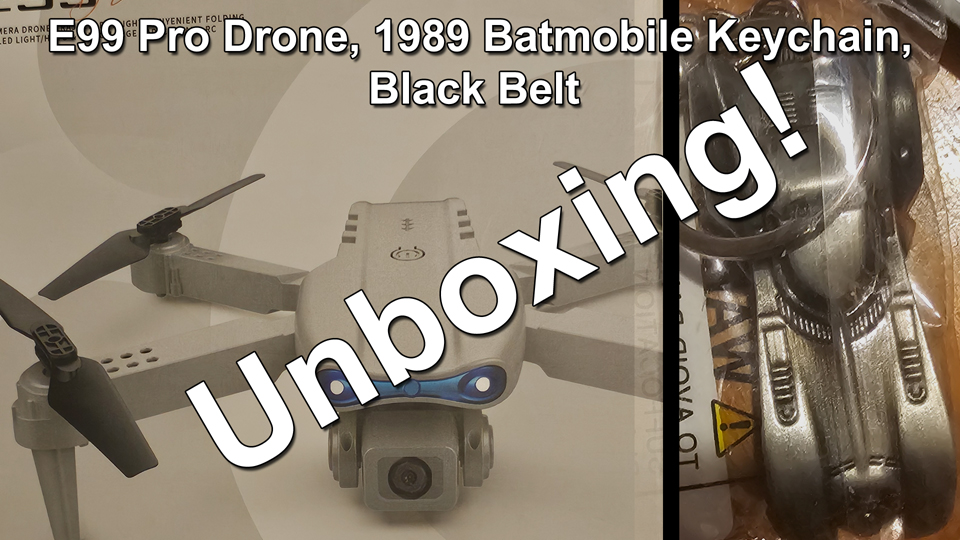 Canister X Mailbag - E99 Pro Drone 1989 Batmobile Keychain Black Belt Unboxing - May062024 thumbnail